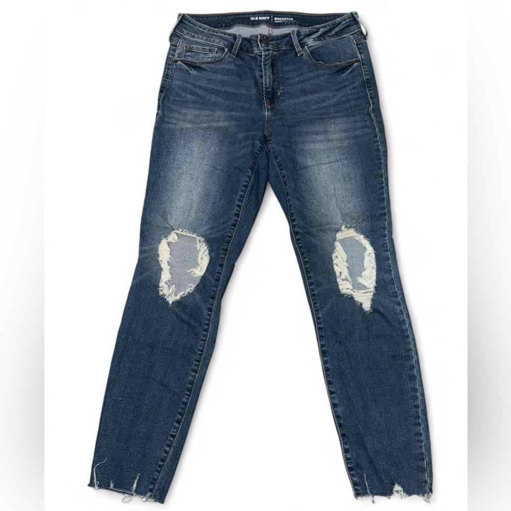 Old Navy Women's Ripped Dark Blue Skinny Jeans